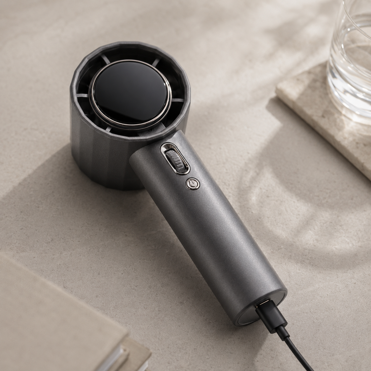 PalmGust fan charging with USB-C