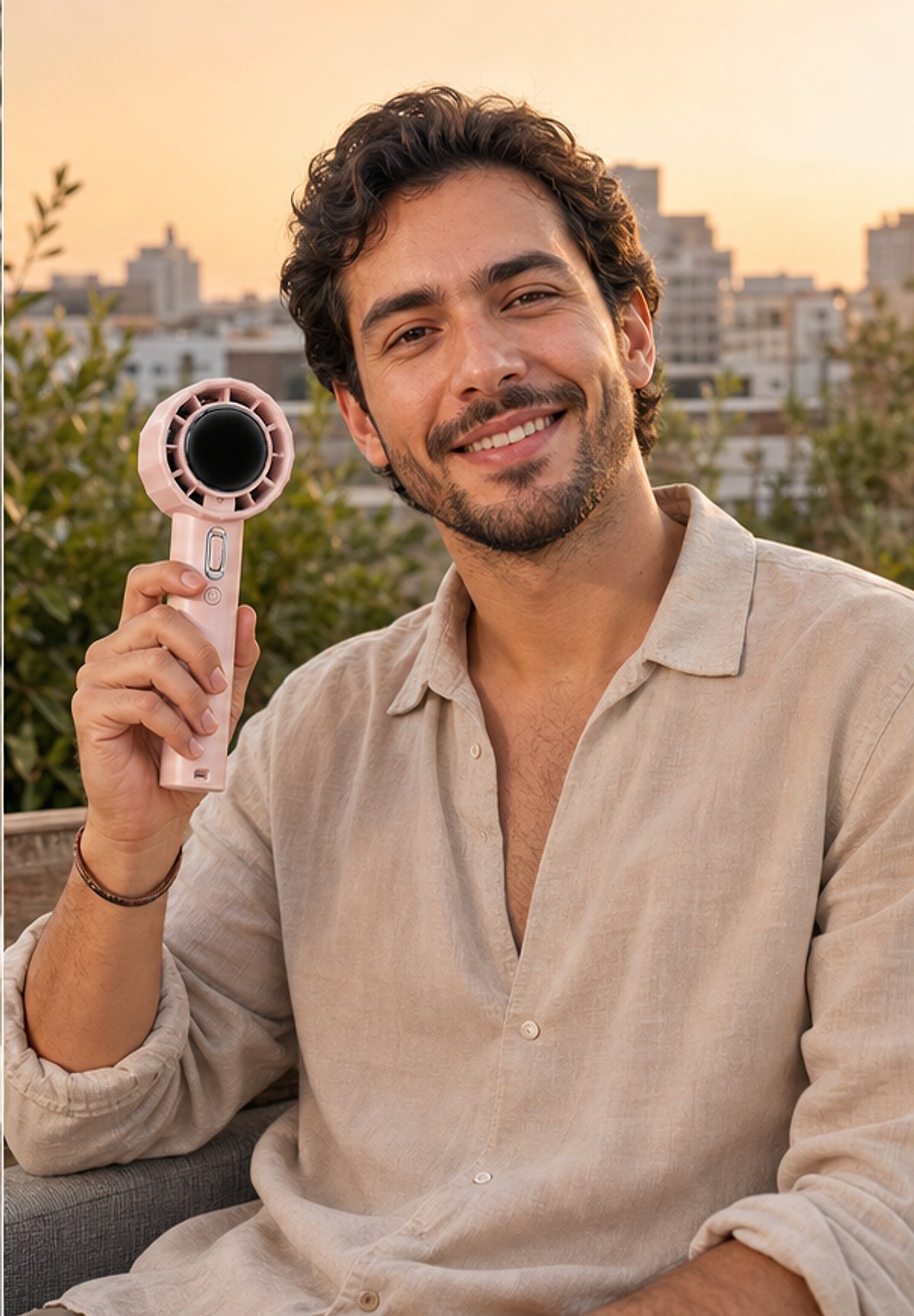 Rooftop Rose — Sunset Personal Fan in Blush