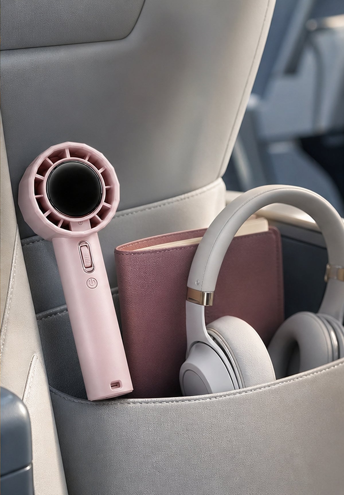 Cabin Pocket Rose — Flight Companion Fan in Blush